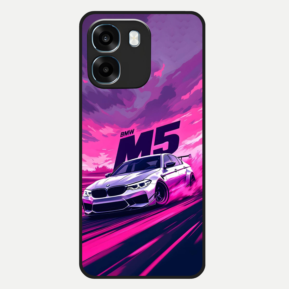  MS Neon Car Glass Case For Oppo K14 5G back cover – full design glossy printed glass finish