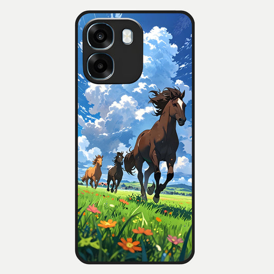  Majestic Horses Galloping Glass Case For Oppo K14 5G back cover – full design glossy printed glass finish