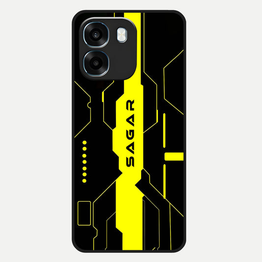  Neon CYBERPUNK Custom Name Glass Case For Oppo K14 5G back cover – full design glossy printed glass finish