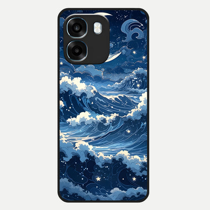  Ocean Moon Waves Glass Case For Oppo K14 5G back cover – full design glossy printed glass finish