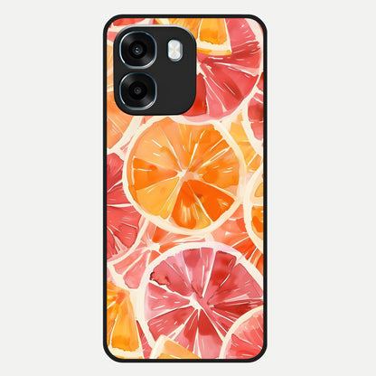  Orange Fruits Pattern Glass Case For Oppo K14 5G back cover – full design glossy printed glass finish
