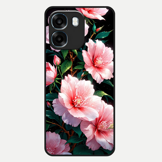  Peach Flower Glass Case For Oppo K14 5G back cover – full design glossy printed glass finish