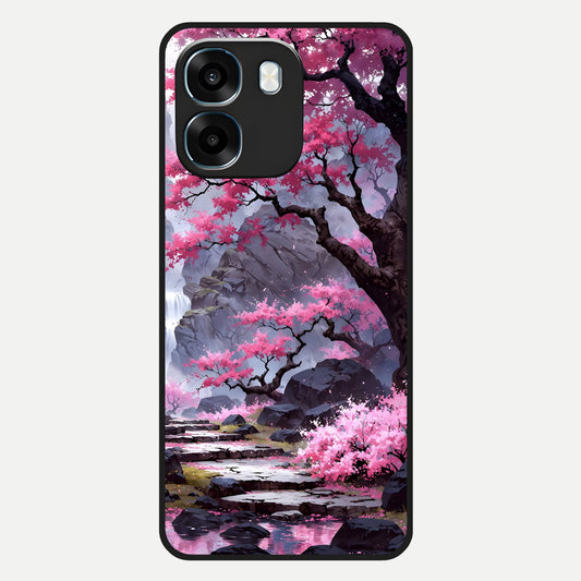  Pink Sunflower Glow Glass Case For Oppo K14 5G back cover – full design glossy printed glass finish