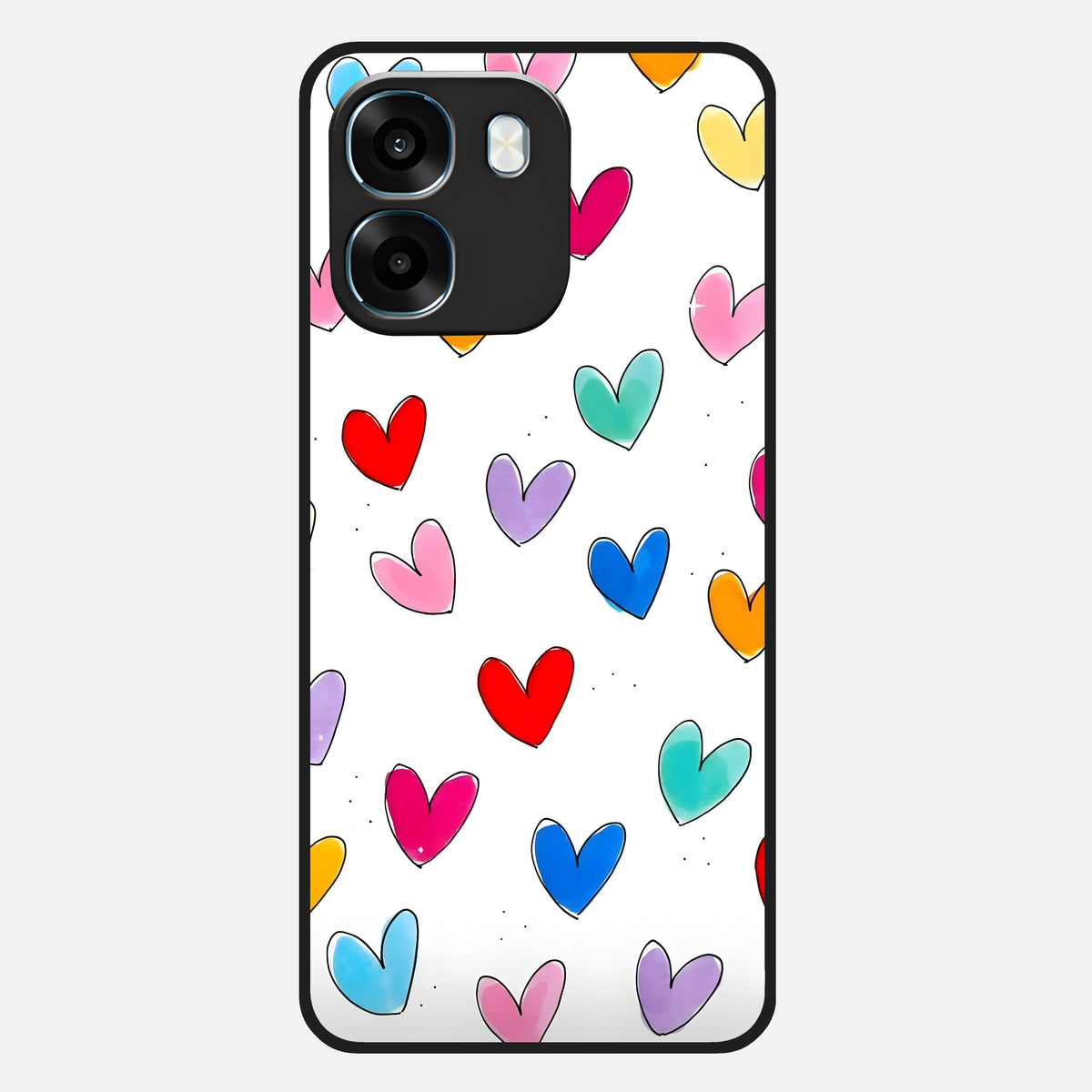  Playful Love Doodles Glass Case For Oppo K14 5G back cover – full design glossy printed glass finish