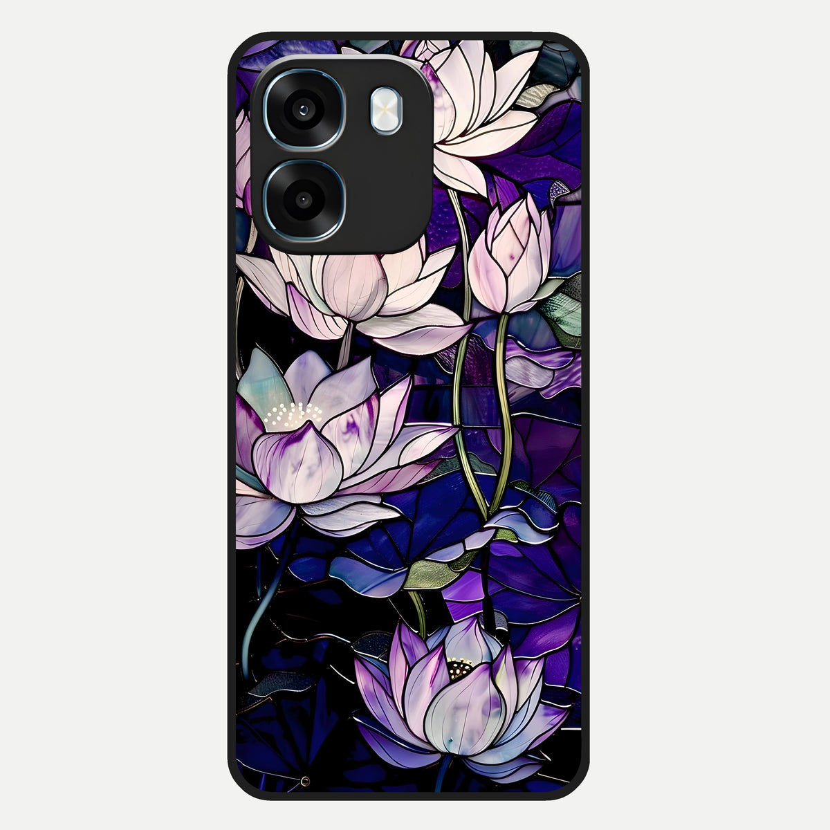  Purple Lotus Pattern Glass Case For Oppo K14 5G back cover – full design glossy printed glass finish