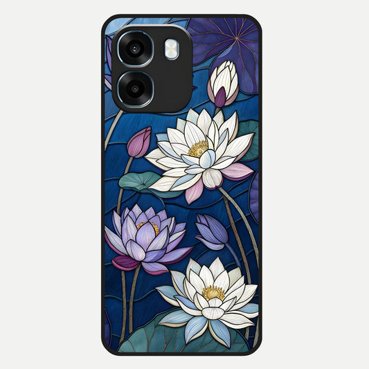  Purple Lotus Stained Glass Case For Oppo K14 5G back cover – full design glossy printed glass finish