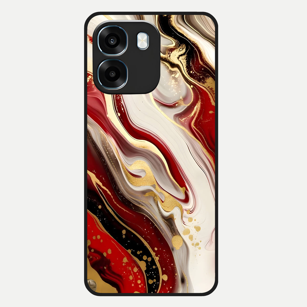  Red And White Marble Glass Case For Oppo K14 5G back cover – full design glossy printed glass finish