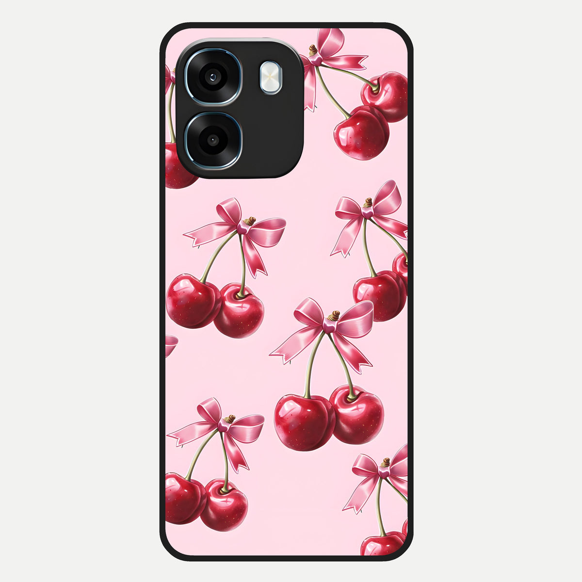  Red Cherries Pattern Glass Case For Oppo K14 5G back cover – full design glossy printed glass finish