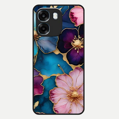  Sparkle Floral Glass Case For Oppo K14 5G back cover – full design glossy printed glass finish