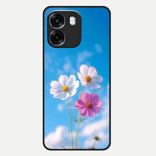  Tripple Flowers With Sky Glass Case For Oppo K14 5G back cover – full design glossy printed glass finish