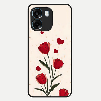  Tulip With Heart Glass Case For Oppo K14 5G back cover – full design glossy printed glass finish