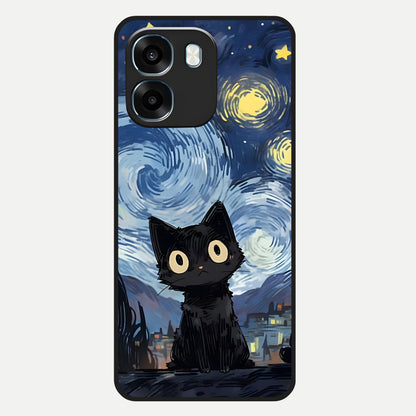  Van Gogh Cat Glass Case For Oppo K14 5G back cover – full design glossy printed glass finish