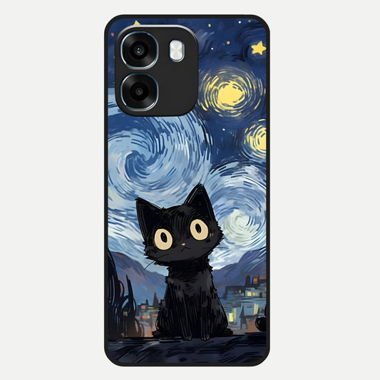  Van Gogh Cat Glass Case For Oppo K14 5G back cover – full design glossy printed glass finish