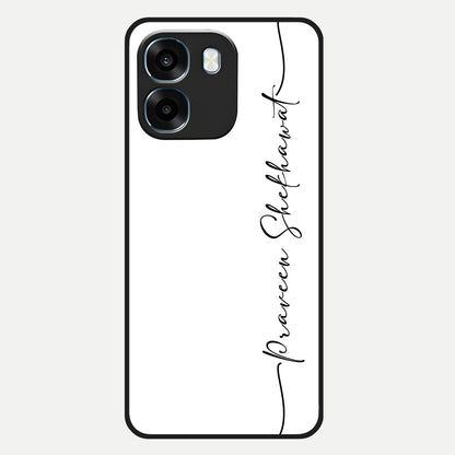  White Tune Custom Name Glass Case For Oppo K14 5G back cover – personalized glossy printed glass finish
