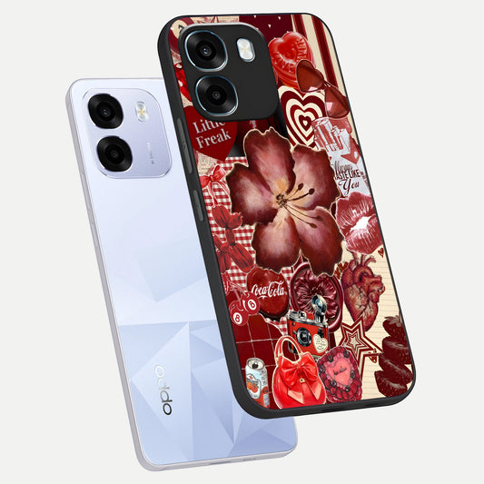  Aesthetic Little Freak phone case For Oppo K14 5G showing premium glass back cover with detailed artwork