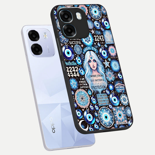  Angel Aura Shield phone case For Oppo K14 5G showing premium glass back cover with detailed artwork