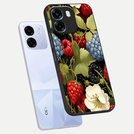 Berry Bloom Charm phone case For Oppo K14 5G showing premium glass back cover with detailed artwork