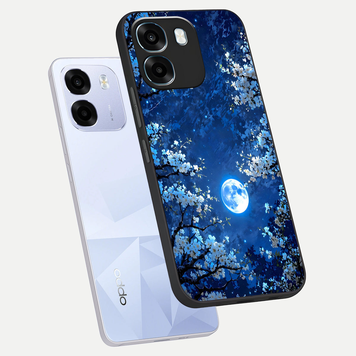  Blossom Moonlight Sky phone case For Oppo K14 5G showing premium glass back cover with detailed artwork