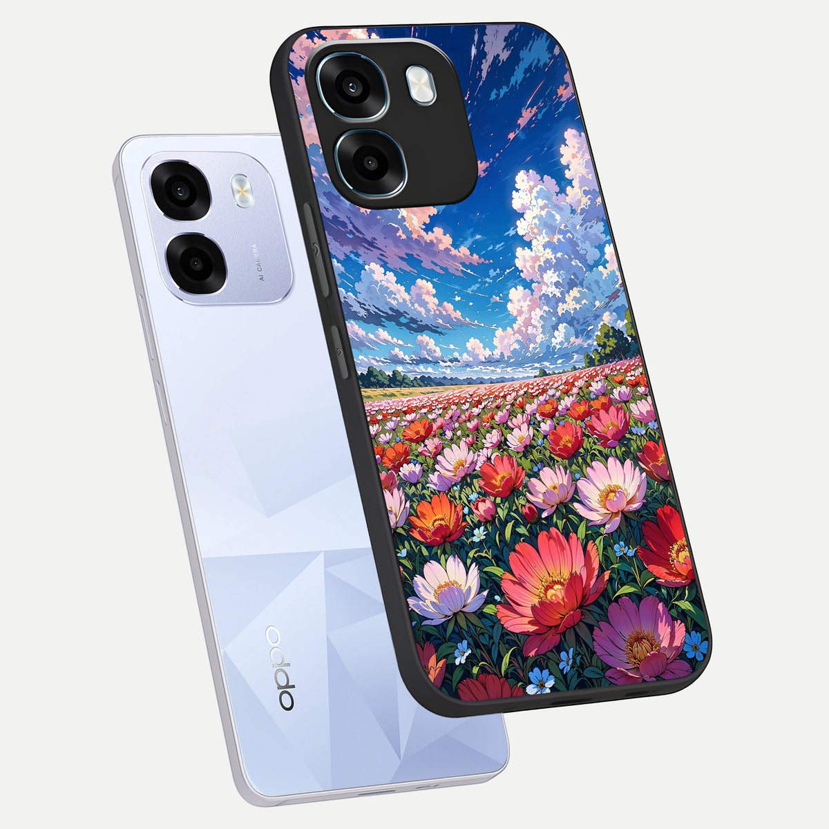  Blossom Sky Field phone case For Oppo K14 5G showing premium glass back cover with detailed artwork