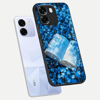  Blue Bloom Tales phone case For Oppo K14 5G showing premium glass back cover with detailed artwork