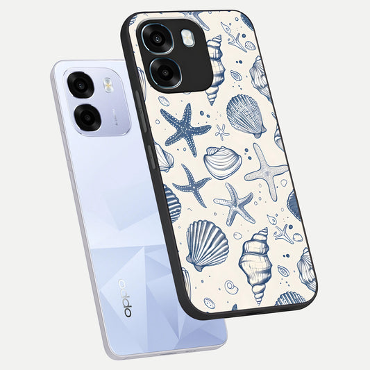  Blue Ocean Outline phone case For Oppo K14 5G showing premium glass back cover with detailed artwork
