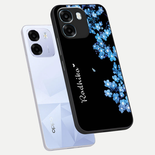  Blue Petal Dream Custom Name phone case For Oppo K14 5G showing premium glass back cover with detailed artwork