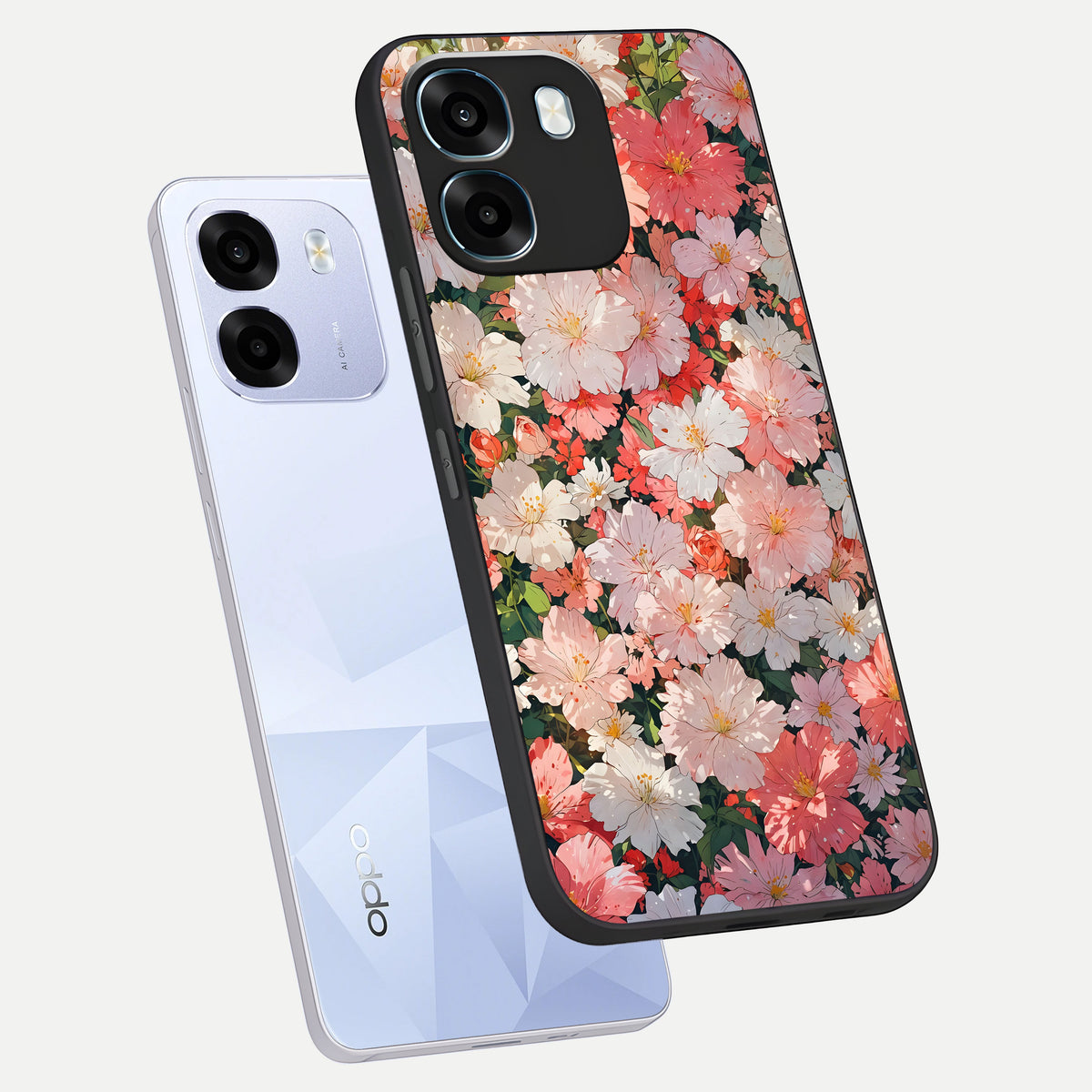  Blush Bloom Field phone case For Oppo K14 5G showing premium glass back cover with detailed artwork