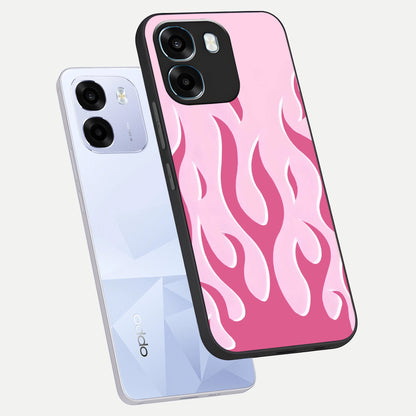  Blush Flame Energy phone case For Oppo K14 5G showing premium glass back cover with detailed artwork