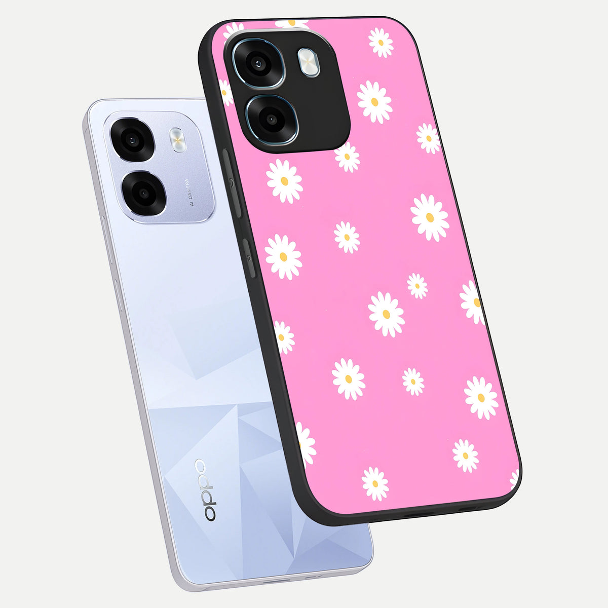  Bubblegum Daisy Pop phone case For Oppo K14 5G showing premium glass back cover with detailed artwork