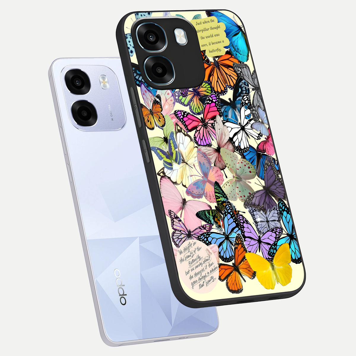  Butterflies Petal Dream phone case For Oppo K14 5G showing premium glass back cover with detailed artwork