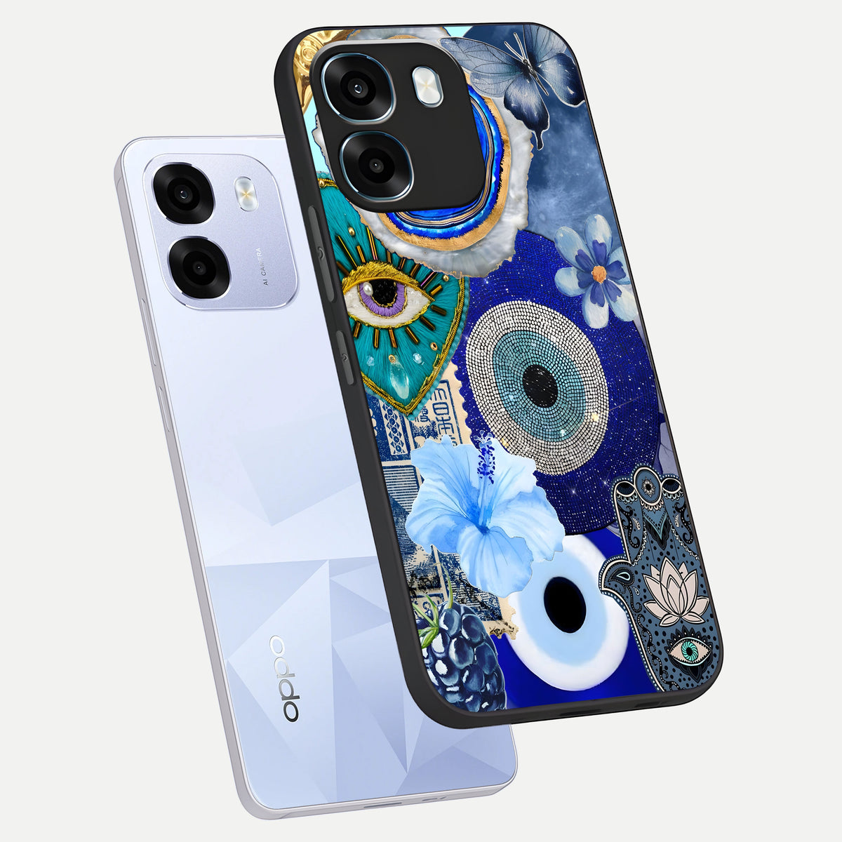  Celestial Blue Vision phone case For Oppo K14 5G showing premium glass back cover with detailed artwork