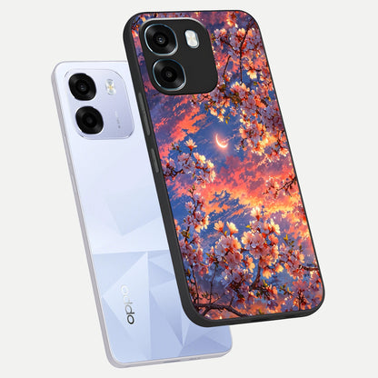  Celestial Sakura Sunset phone case For Oppo K14 5G showing premium glass back cover with detailed artwork