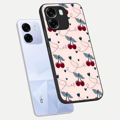  Cherry Heart Line phone case For Oppo K14 5G showing premium glass back cover with detailed artwork