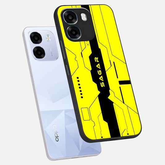  Circuit CYBERPUNK Custom Name phone case For Oppo K14 5G showing premium glass back cover with detailed artwork