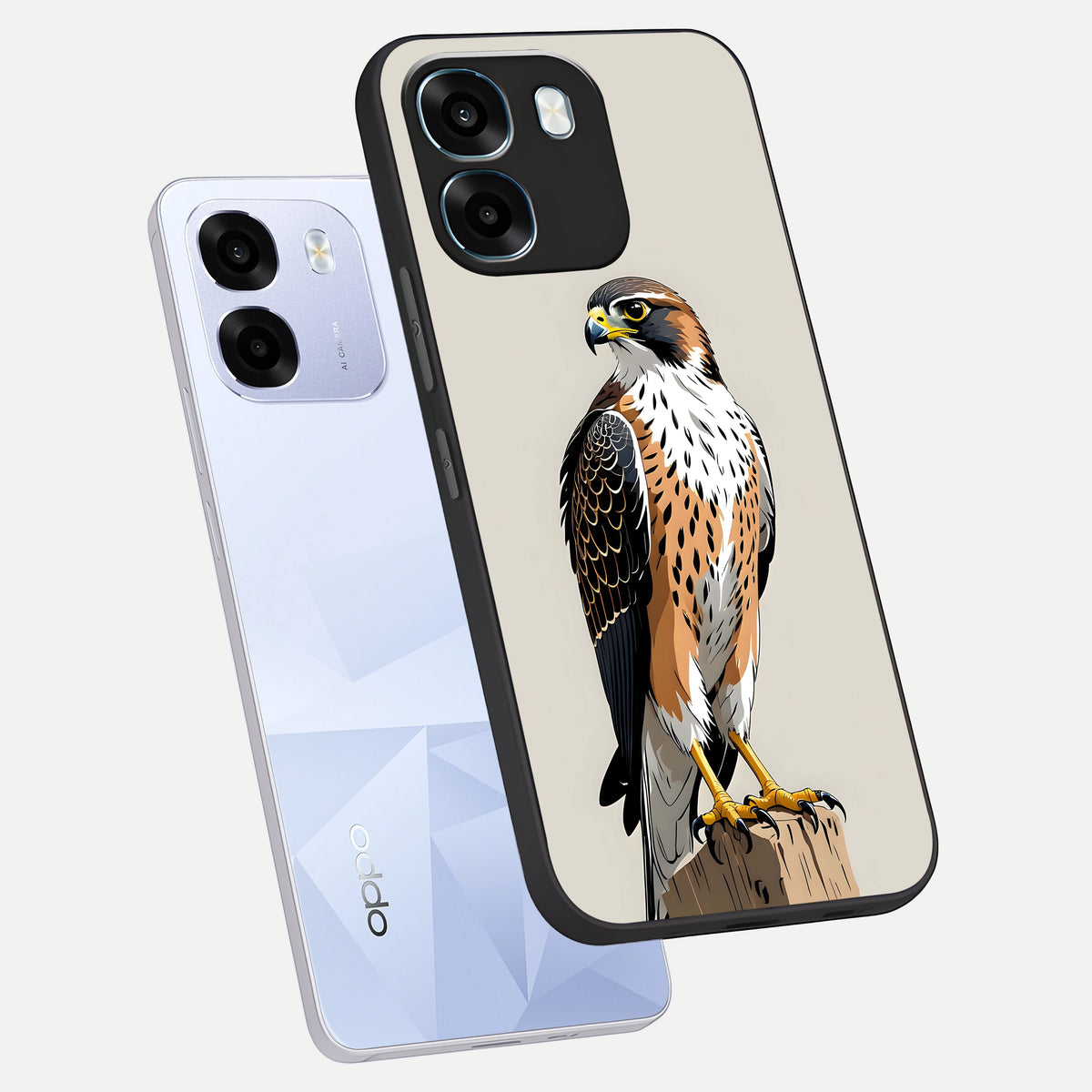  Clever Eagle phone case For Oppo K14 5G showing premium glass back cover with detailed artwork