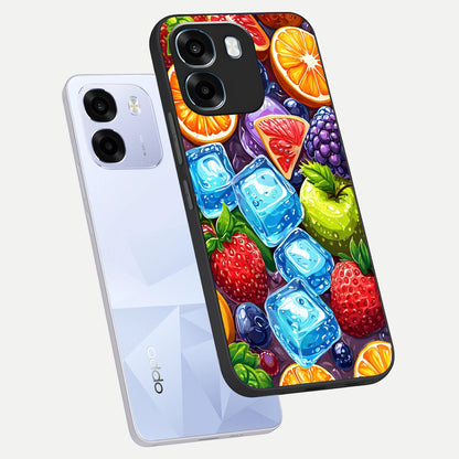  Colorful Fruits with Ice phone case For Oppo K14 5G showing premium glass back cover with detailed artwork