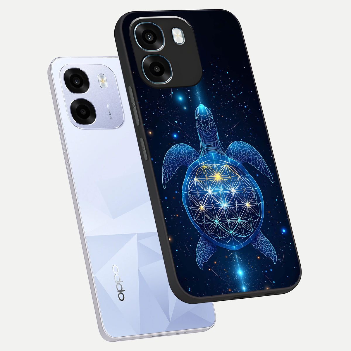  Crimson Blue Turtle phone case For Oppo K14 5G showing premium glass back cover with detailed artwork