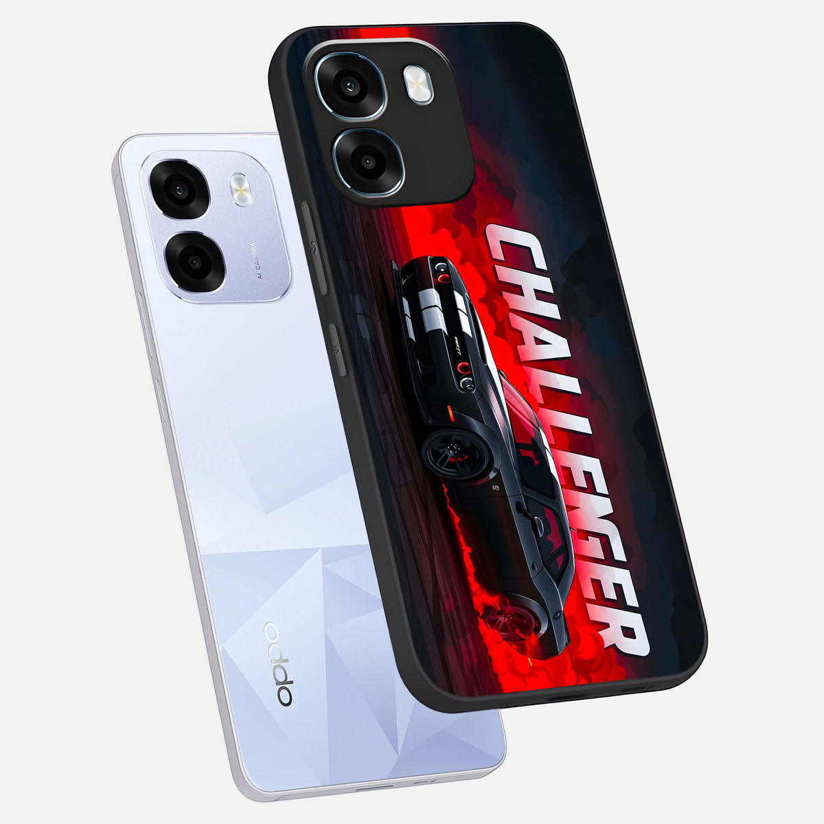  Crimson Challenger Fury phone case For Oppo K14 5G showing premium glass back cover with detailed artwork