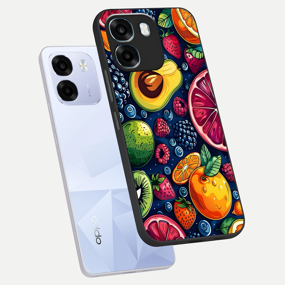 Cute Fruits Art phone case For Oppo K14 5G showing premium glass back cover with detailed artwork