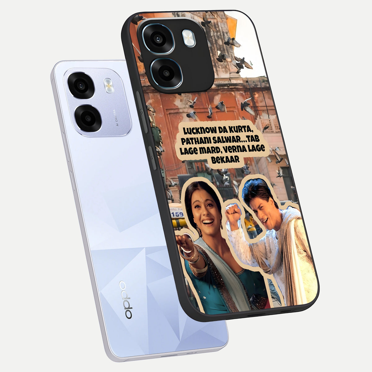  Desi Retro Vibes phone case For Oppo K14 5G showing premium glass back cover with detailed artwork