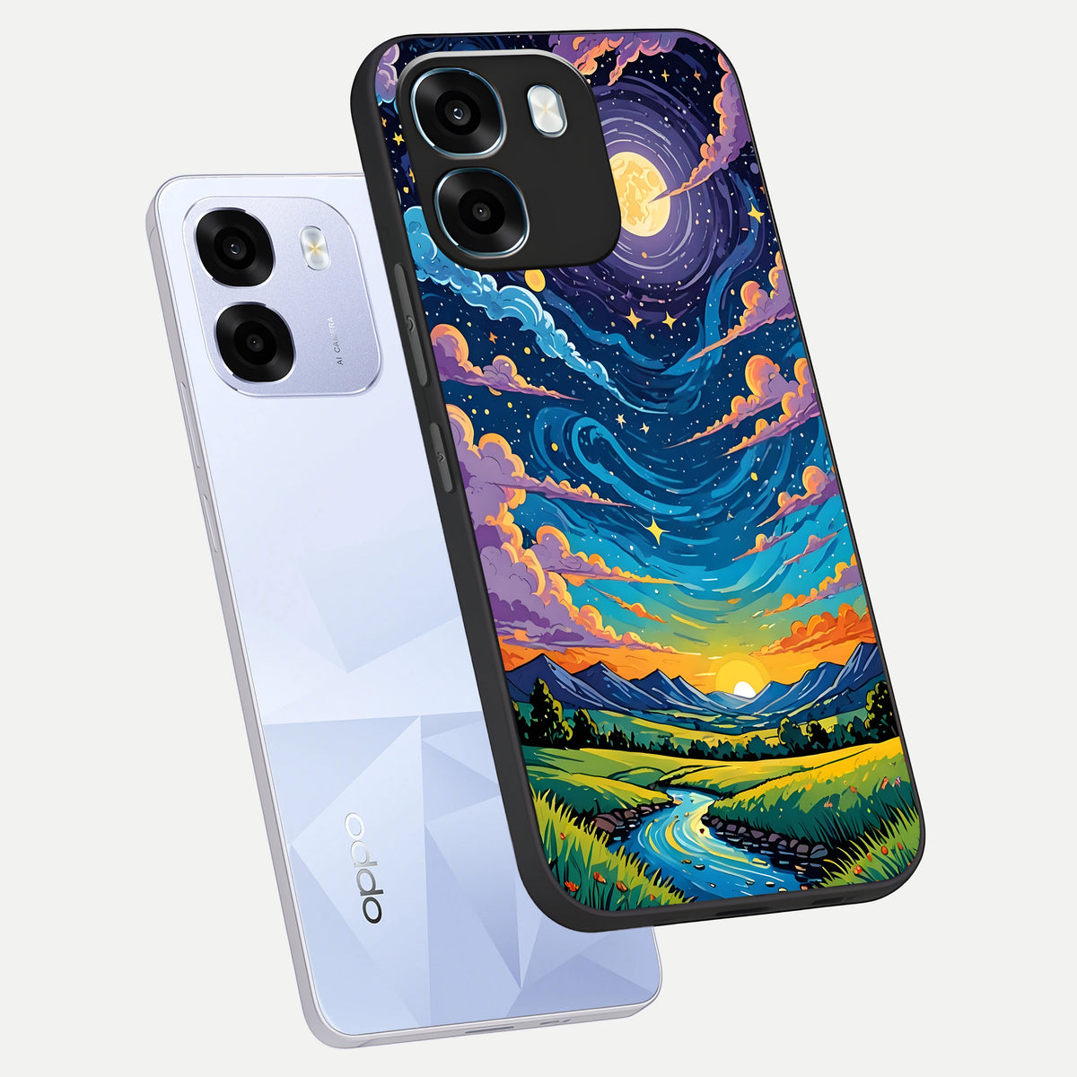  Dreamy Night Landscape phone case For Oppo K14 5G showing premium glass back cover with detailed artwork
