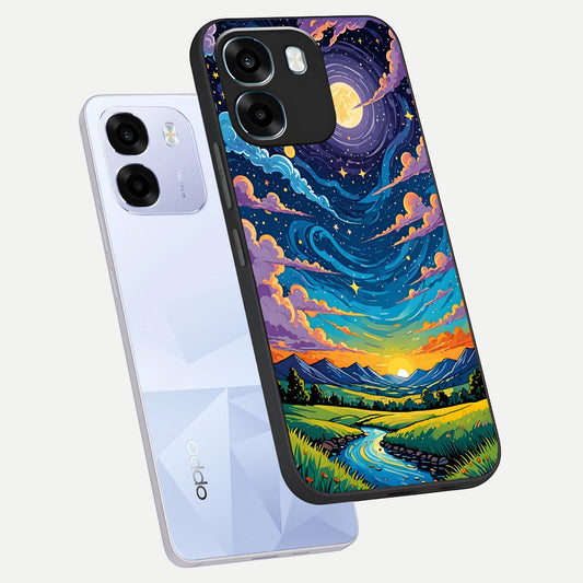  Dreamy Night Landscape phone case For Oppo K14 5G showing premium glass back cover with detailed artwork