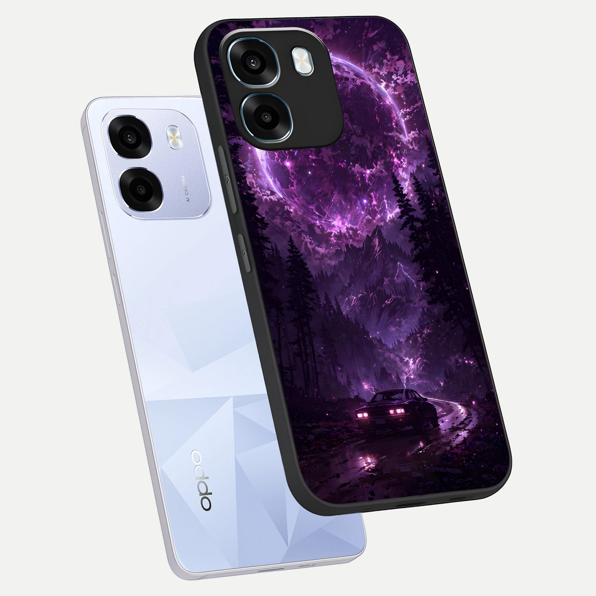  Eternal Cosmic Drive phone case For Oppo K14 5G showing premium glass back cover with detailed artwork