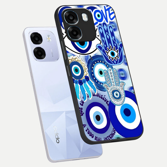  Evil Eyes Dream phone case For Oppo K14 5G showing premium glass back cover with detailed artwork