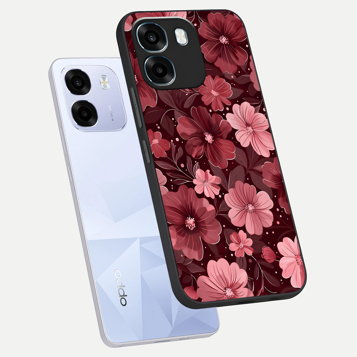  Flower Blush Bloom phone case For Oppo K14 5G showing premium glass back cover with detailed artwork