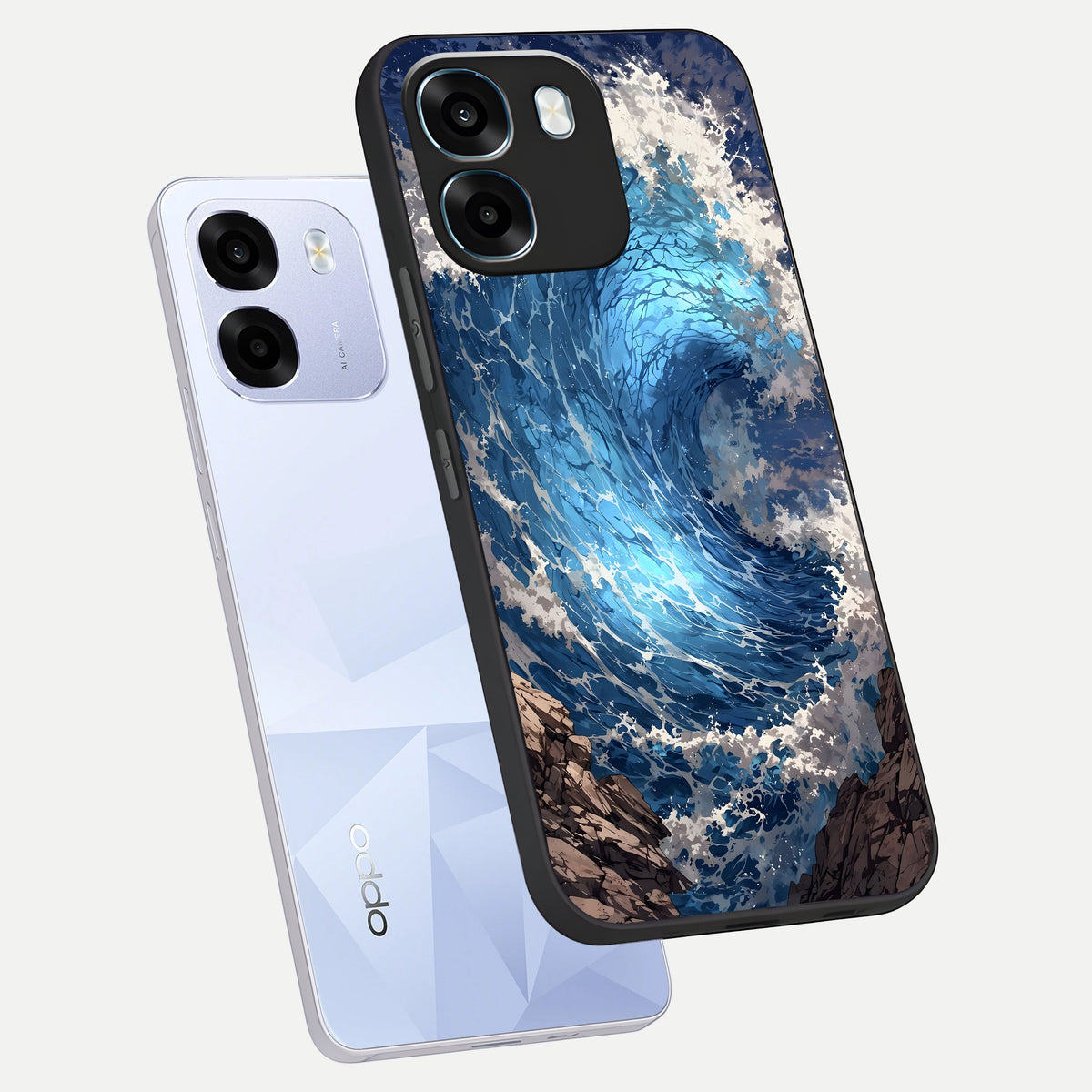  Giant Ocean Wave phone case For Oppo K14 5G showing premium glass back cover with detailed artwork
