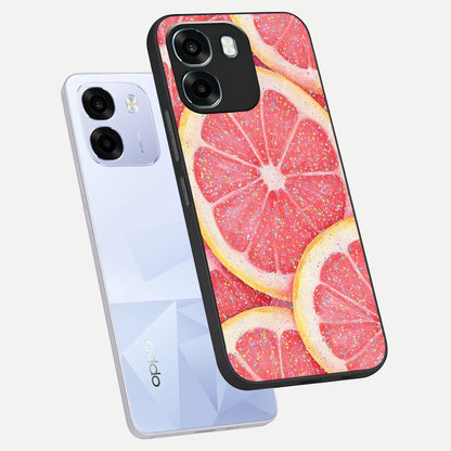  Glitter Grapefruit phone case For Oppo K14 5G showing premium glass back cover with detailed artwork