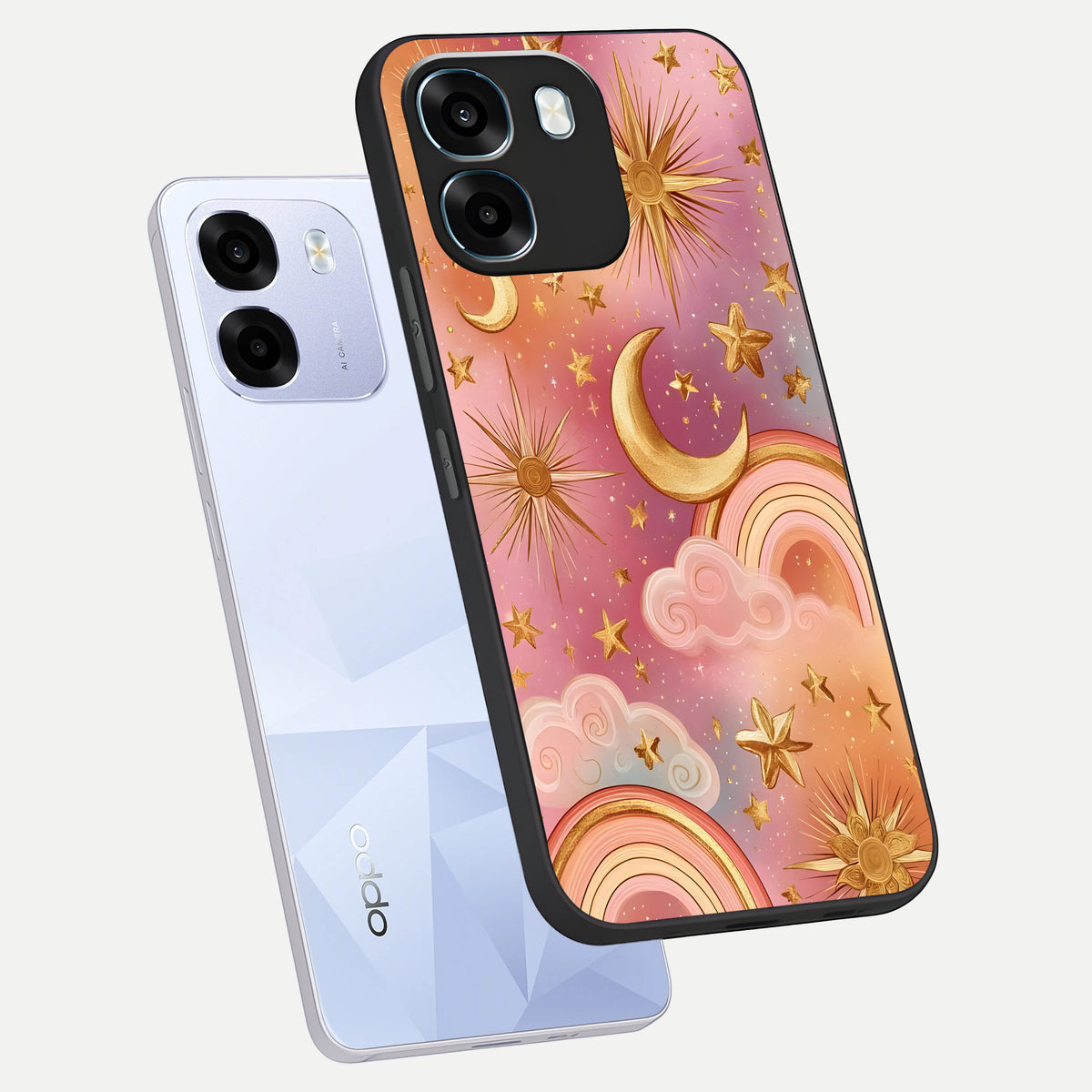  Golden Celestial Dreams phone case For Oppo K14 5G showing premium glass back cover with detailed artwork
