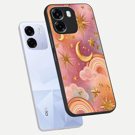  Golden Celestial Dreams phone case For Oppo K14 5G showing premium glass back cover with detailed artwork