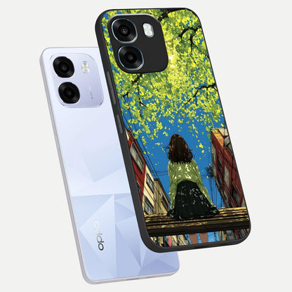  Golden Leaves Glow phone case For Oppo K14 5G showing premium glass back cover with detailed artwork